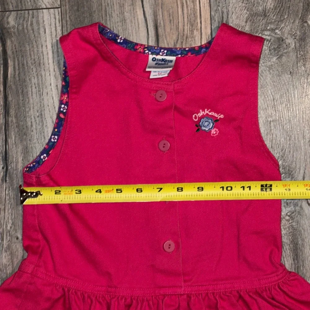 Vintage OshKosh Bgosh Girls Pink Cotton Button Front Floral Dress Made in USA 6X